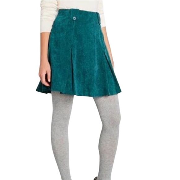 ModCloth Womens Corduroy Teal Mini Skirt Size 16 - Picture 1 of 10